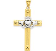 14k Two tone Claddagh Cross Pendant