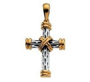 14K Two Tone Gold CROSS PENDANT