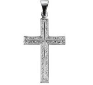 14K White Gold CROSS PENDANT W DESIGN