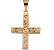 14K Yellow Gold GREEK CROSS PENDANT W ORNATE DESIGN