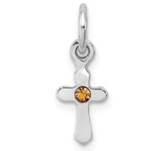 Sterling Silver RH Plated Child  s Preciosca Crystal Nov Cross Pendant