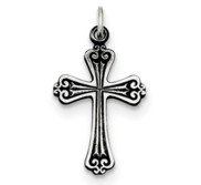 Sterling Silver Antiqued Cross Charm