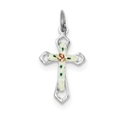 Sterling Silver Rhodium plated with Enamel Cross Pendant