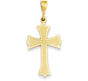 14k Fleur De Lis Cross Pendant