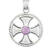 GENUINE AMETHYST MALTESE ROPE CROSS