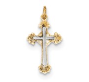 Sterling Silver Rhodium plated   18k Gold plated Cross Charm