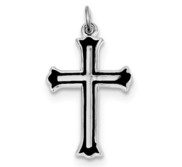 Sterling Silver Rhodium plated Enameled Cross Charm