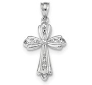 14k White Gold Polished D C Fancy Cross Pendant