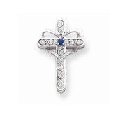 14k White Gold Genuine Mother  s Cross Pendant