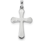 14k White Gold Polished Rounded Cross Pendant