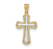 14k Rhodium Polished Cross Pendant