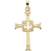 14K YELLOW GOLD CROSS W HOLY SPIRIT PENDANT