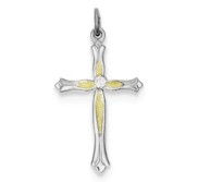 Sterling Silver Rhodium plated   Vermeil CZ Cross Pendant