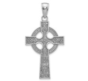 14k White Gold Celtic Cross Pendant