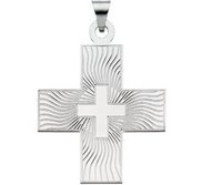 14K White Gold GREEK CROSS PENDANT