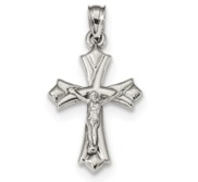 10k White Gold Reversible Crucifix  Cross Pendant