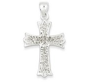 Sterling Silver Polished Filigree Cross Pendant