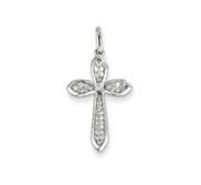 14K White Gold Diamond Cross Pendant