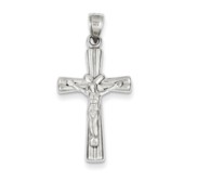 14k White Gold Reversible Crucifix  Cross Pendant