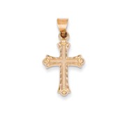 14k Rose Gold Heart Hollow Cross Pendant