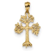 14k Polished Tree Cross Pendant