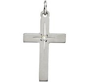 14k White Gold Cross Pendant with Diamond