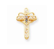 14k Genuine 2 Stone Mother  s Cross Pendant