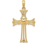 14K Claddagh Cross Pendant