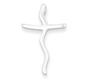 Sterling Silver Polished Freeform Cross Pendant