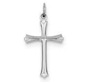 Sterling Silver Rhodium plated Fleur De Lis Cross Charm