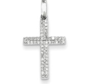 14k White Gold Diamond Small Cross Pendant