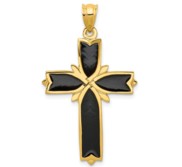 14k Enameled Latin Cross Pendant