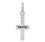 Sterling Silver CZ Faith Cross Clip on Charm