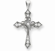 14k White Gold AA Diamond cross pendant