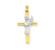 14k Two Tone Angel   Cross Pendant