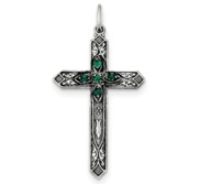 Sterling Silver May Birthstone Cross Pendant