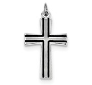 Sterling Silver Rhodium plated Enameled Latin Cross Charm