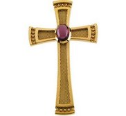 GENUINE GARNET RHODOLITE 14K YELLOW GOLD CAB CROSS