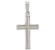 Sterling Silver Polished and Matte Finish Cross Pendant