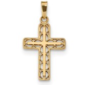 14k Polished Filigree Cross Pendant