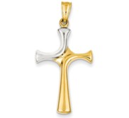 14k w Rhodium Fancy Cross Pendant