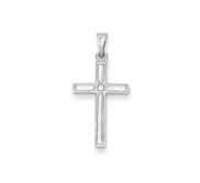 14k White Gold Hollow Cross Pendant