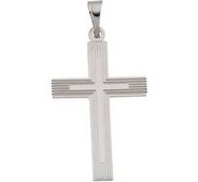 14K White Gold CROSS PENDANT W DESIGN