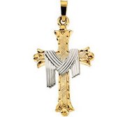 14K TWO TONE GOLD CROSS PENDANT W ROBE