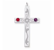 Sterling Silver Crystal Family Cross Pendant