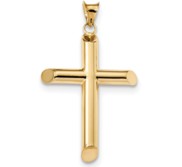 14k Polished Tube Cross Pendant