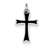 Sterling Silver Black Enameled Cross Charm