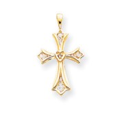 14k Yellow Diamond cross pendant