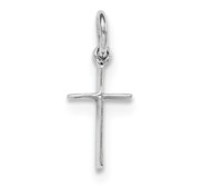 Sterling Silver RH Plated Child  s Polished Cross Pendant