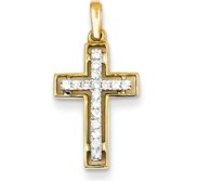 14K Two tone Diamond Cross Pendant